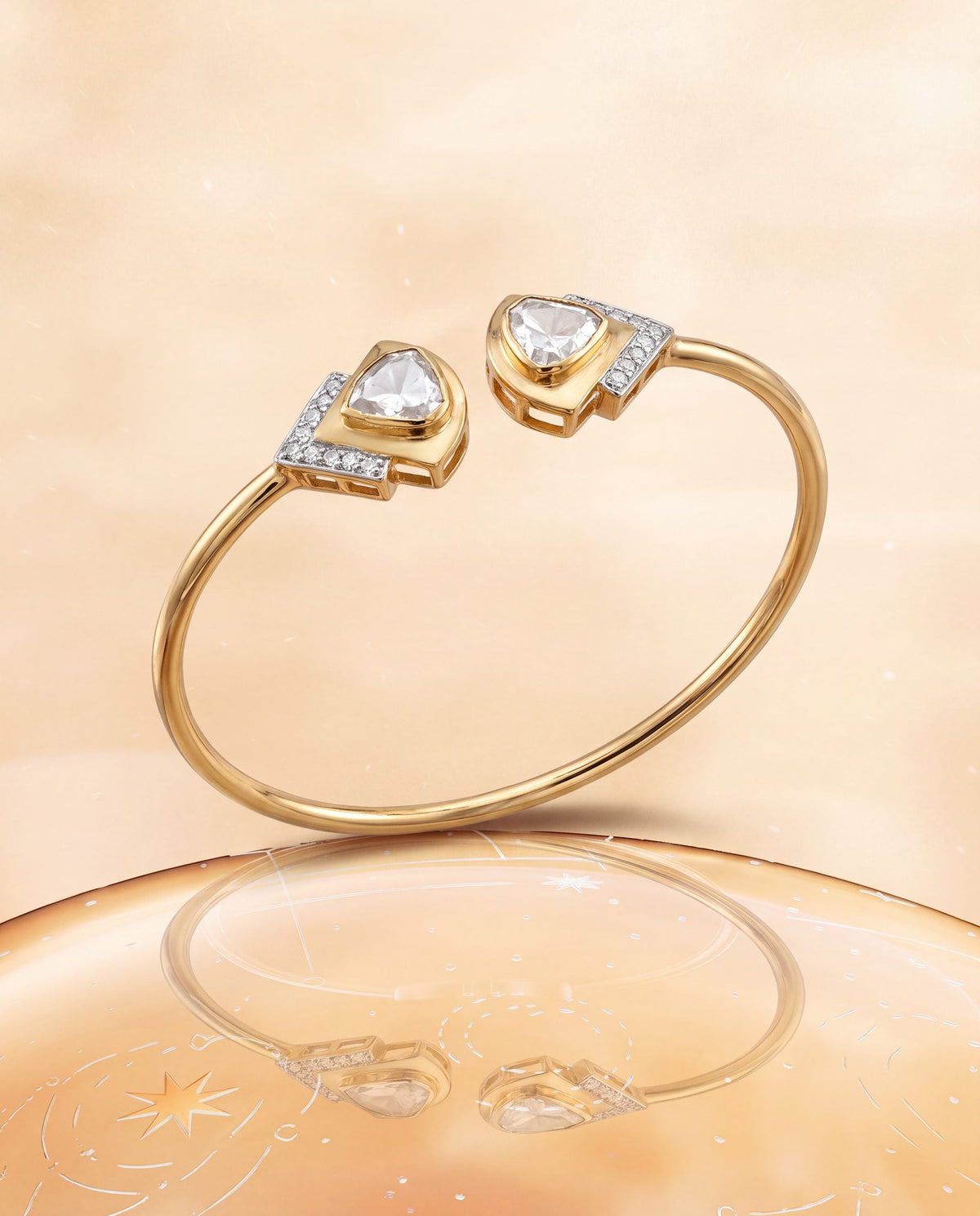 Misha Polki And Diamond Bangle