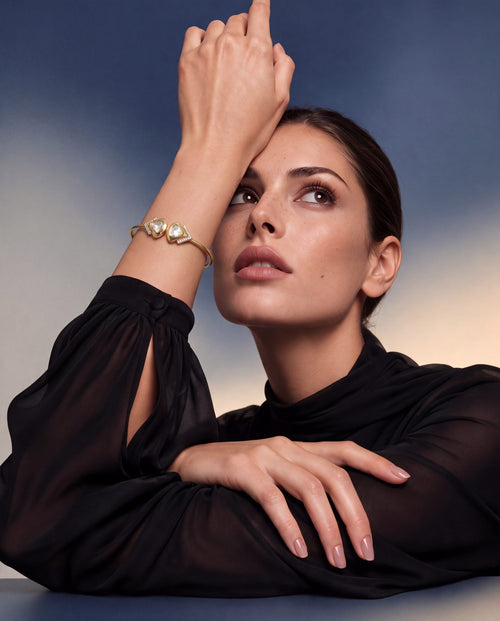 Misha Polki And Diamond Bangle