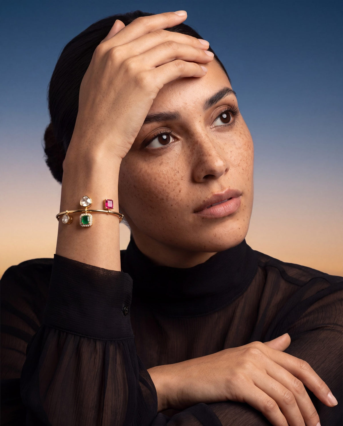 Jivika Polki And Diamond Loose Bracelet