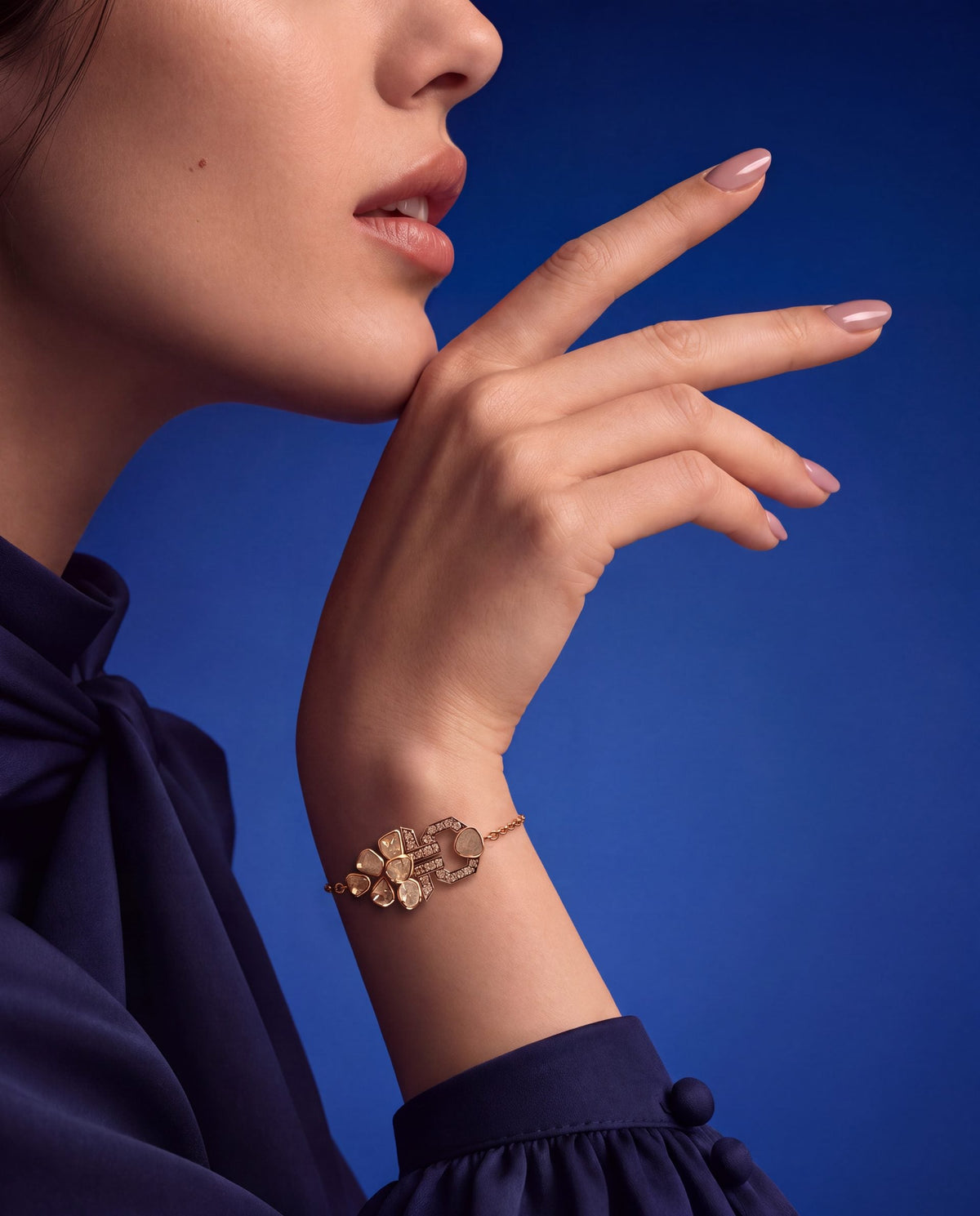 Karvi Polki And Diamond Loose Bracelet