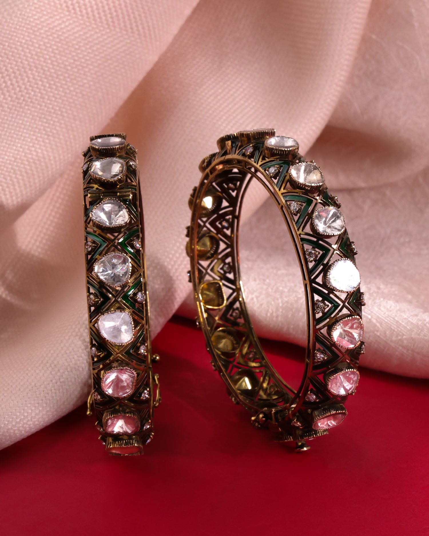 Haniya Polki And Diamond Bangle