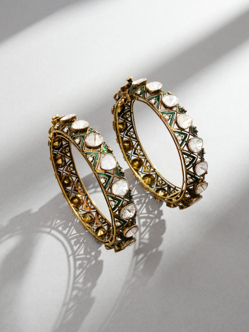 Haniya Polki And Diamond Bangle