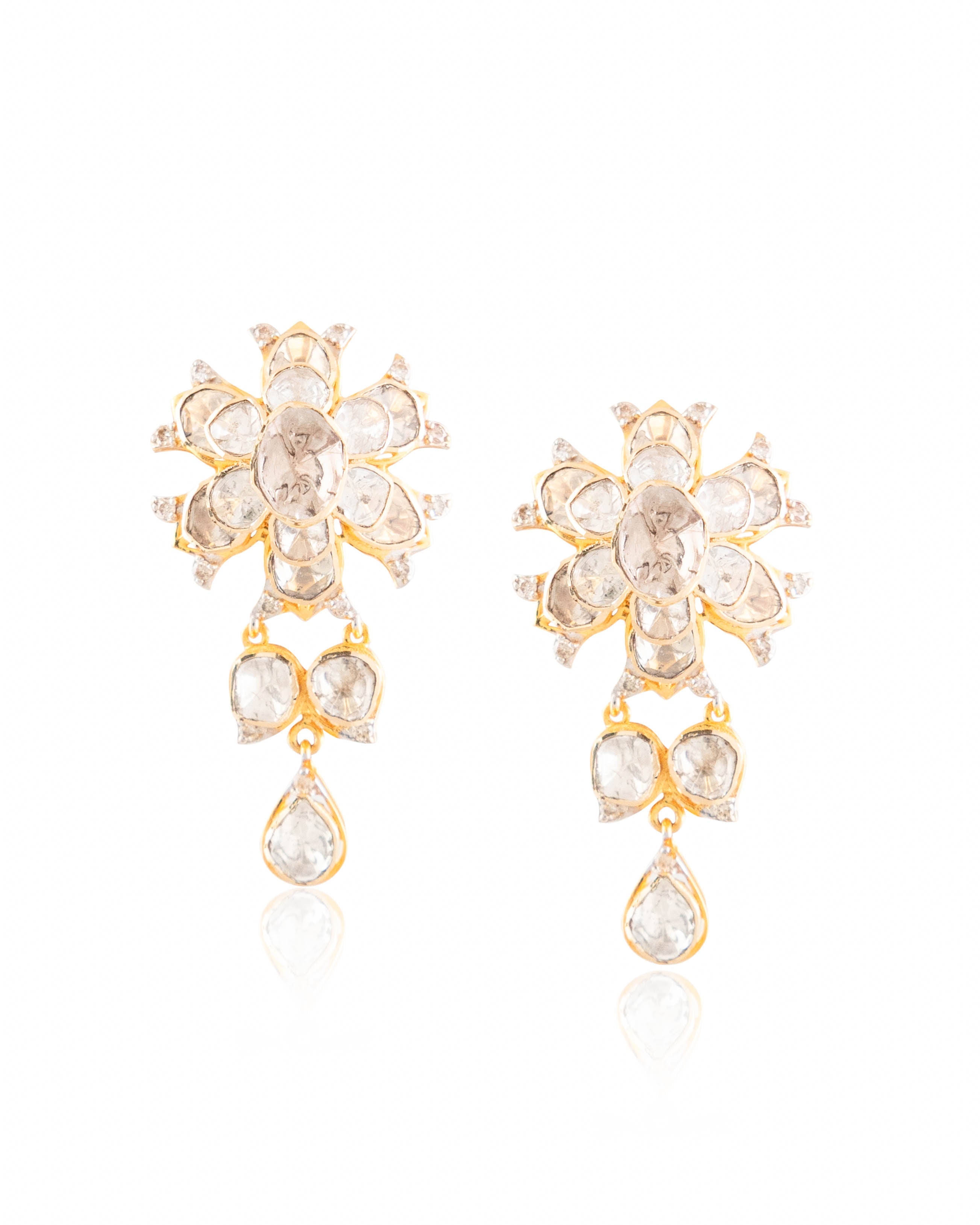 Ritu Polki And Diamond Long Earrings