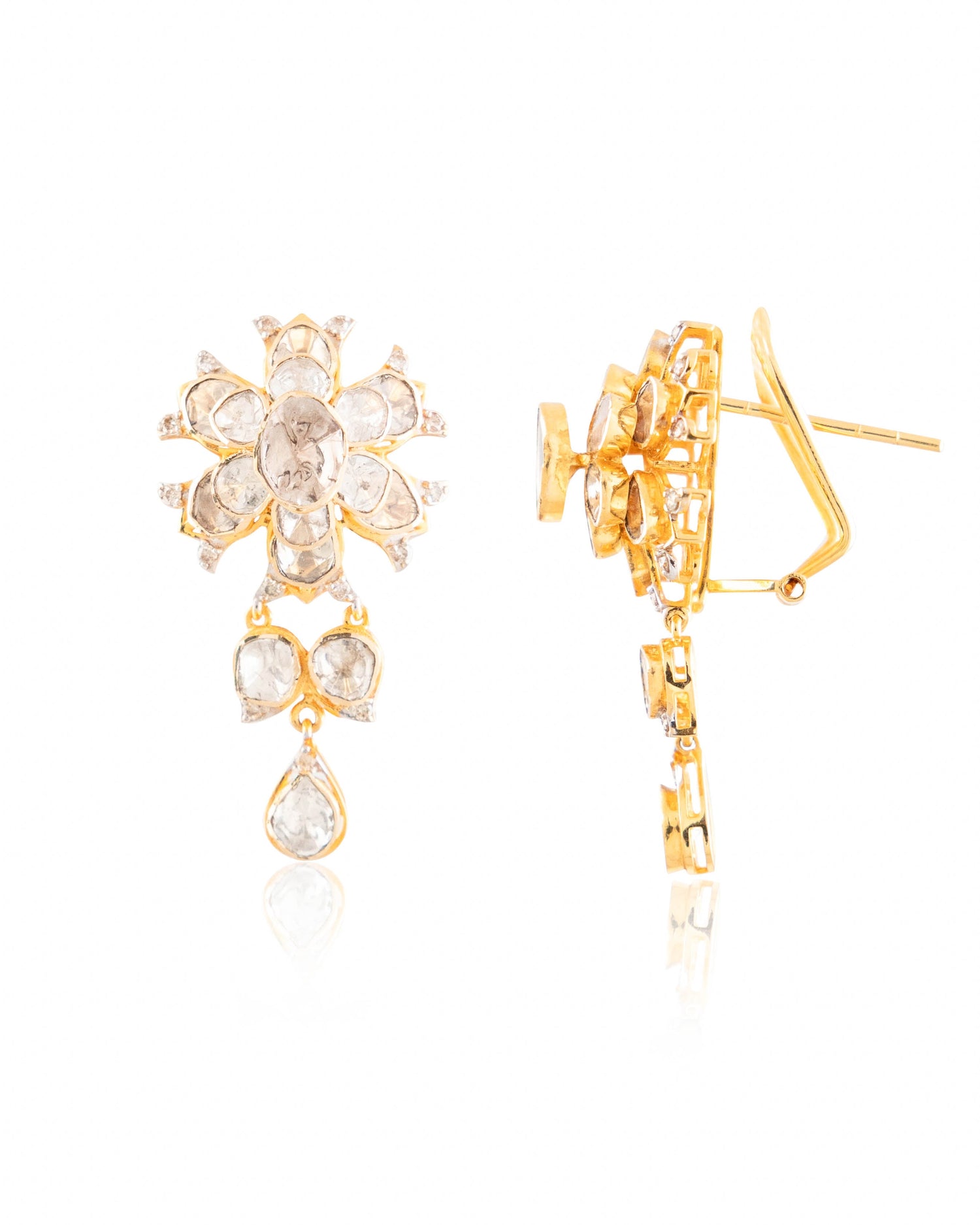 Ritu Polki And Diamond Long Earrings