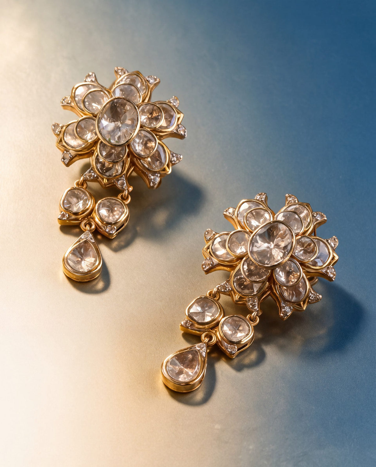 Ritu Polki And Diamond Long Earrings