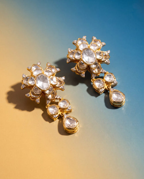 Ritu Polki And Diamond Long Earrings