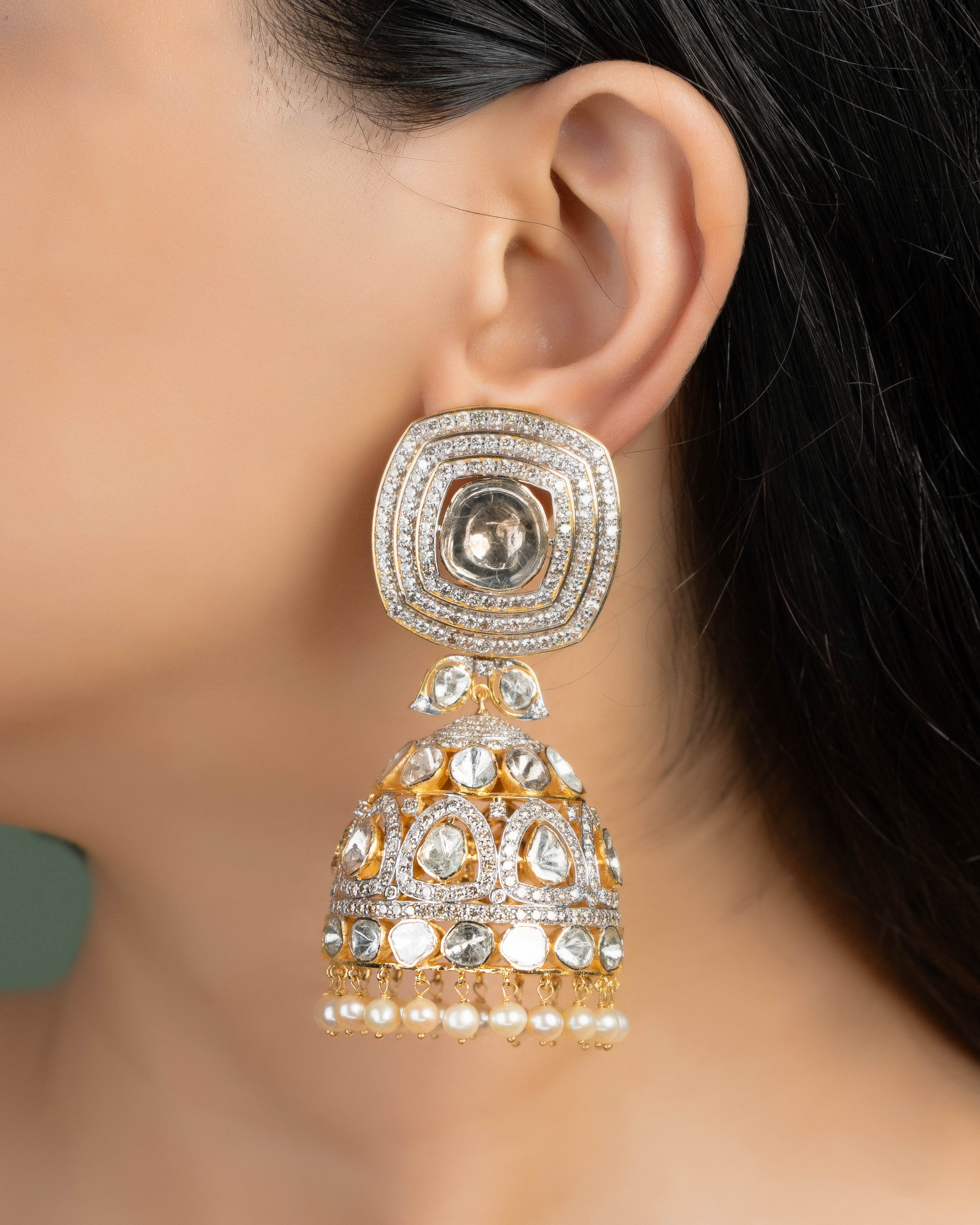 Samiksha Polki And Diamond Jhumkas