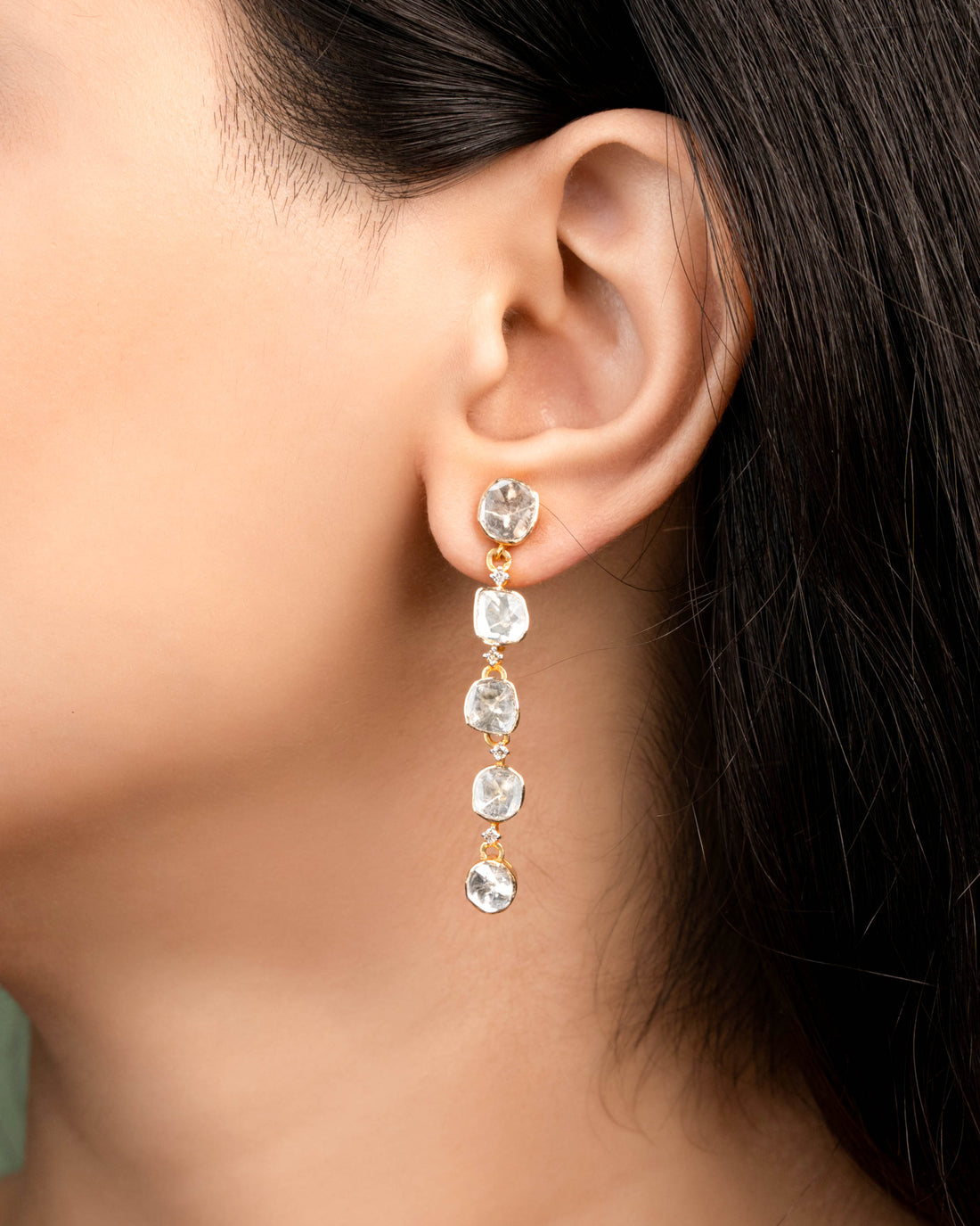Aria Polki And Diamond Long Earrings