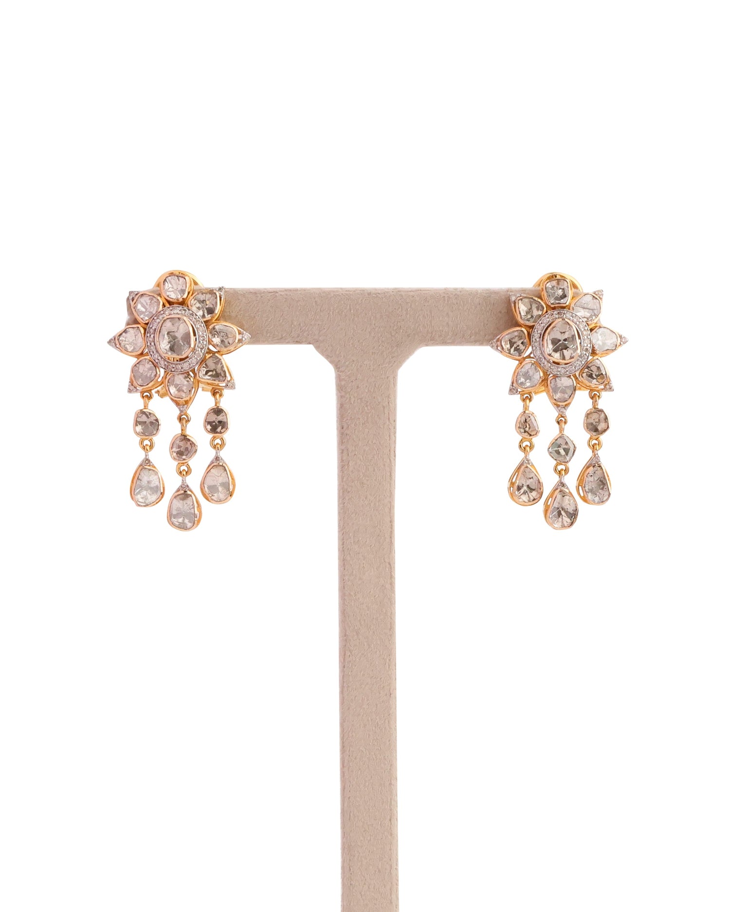 Niha Polki And Diamond Long Earrings