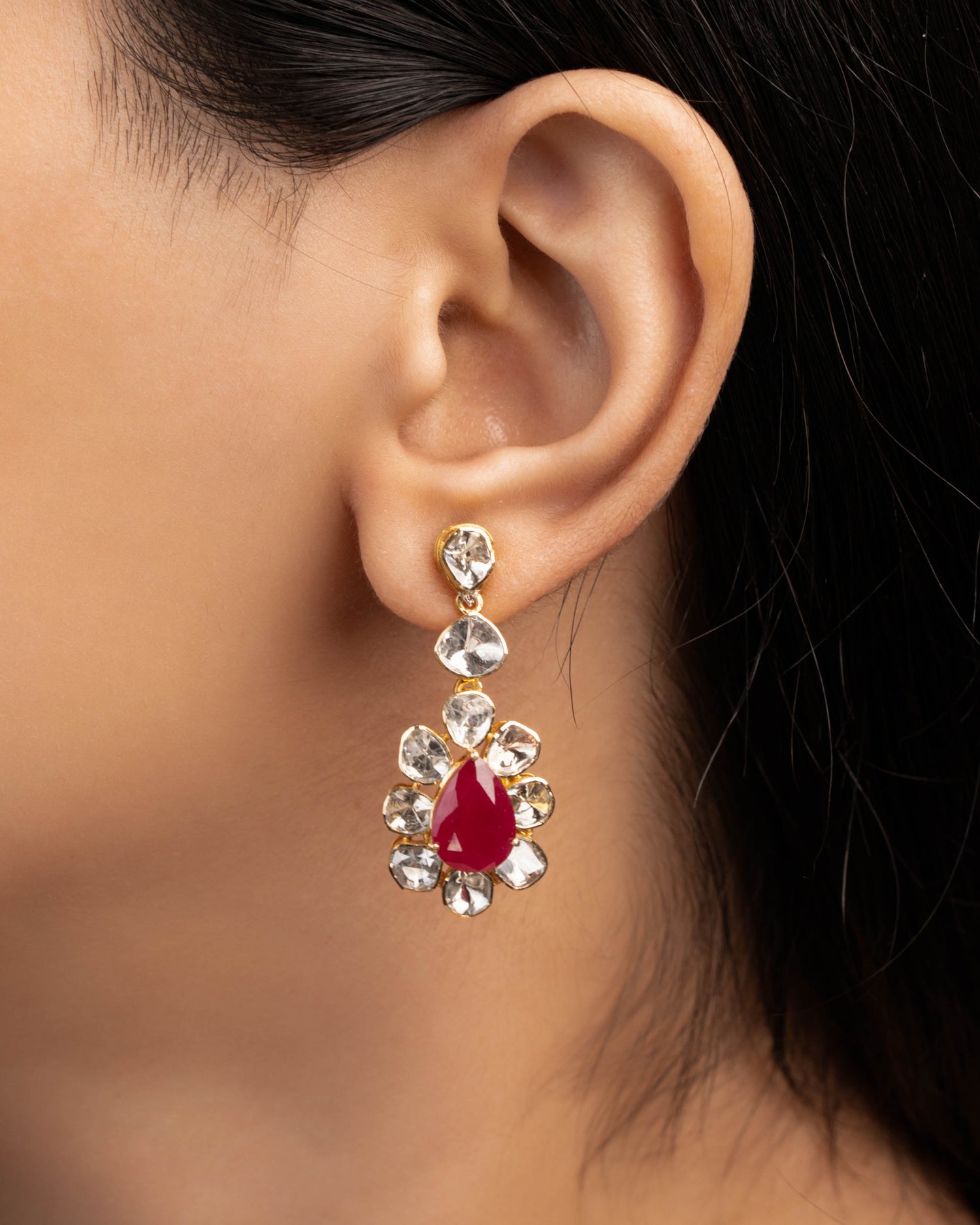 Darshita Polki And Diamond Long Earrings