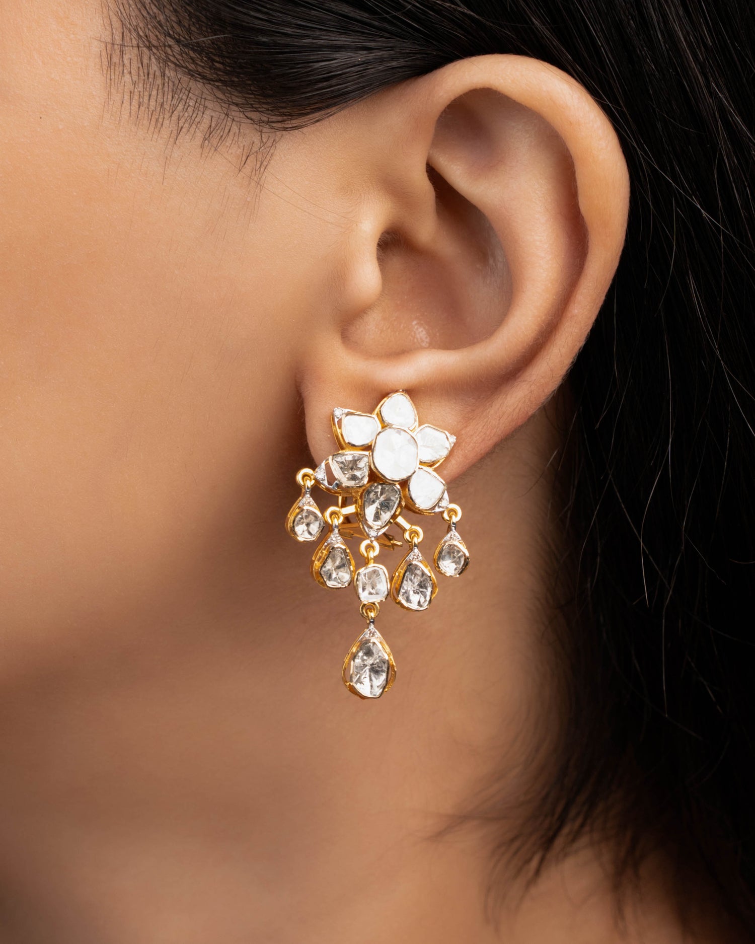 Aakhya Polki And Diamond Long Earrings