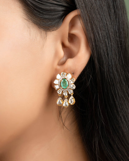 Roomi Polki And Diamond Long Earrings