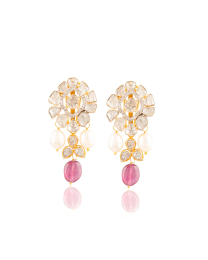 Nikitha Polki And Diamond Long Earrings