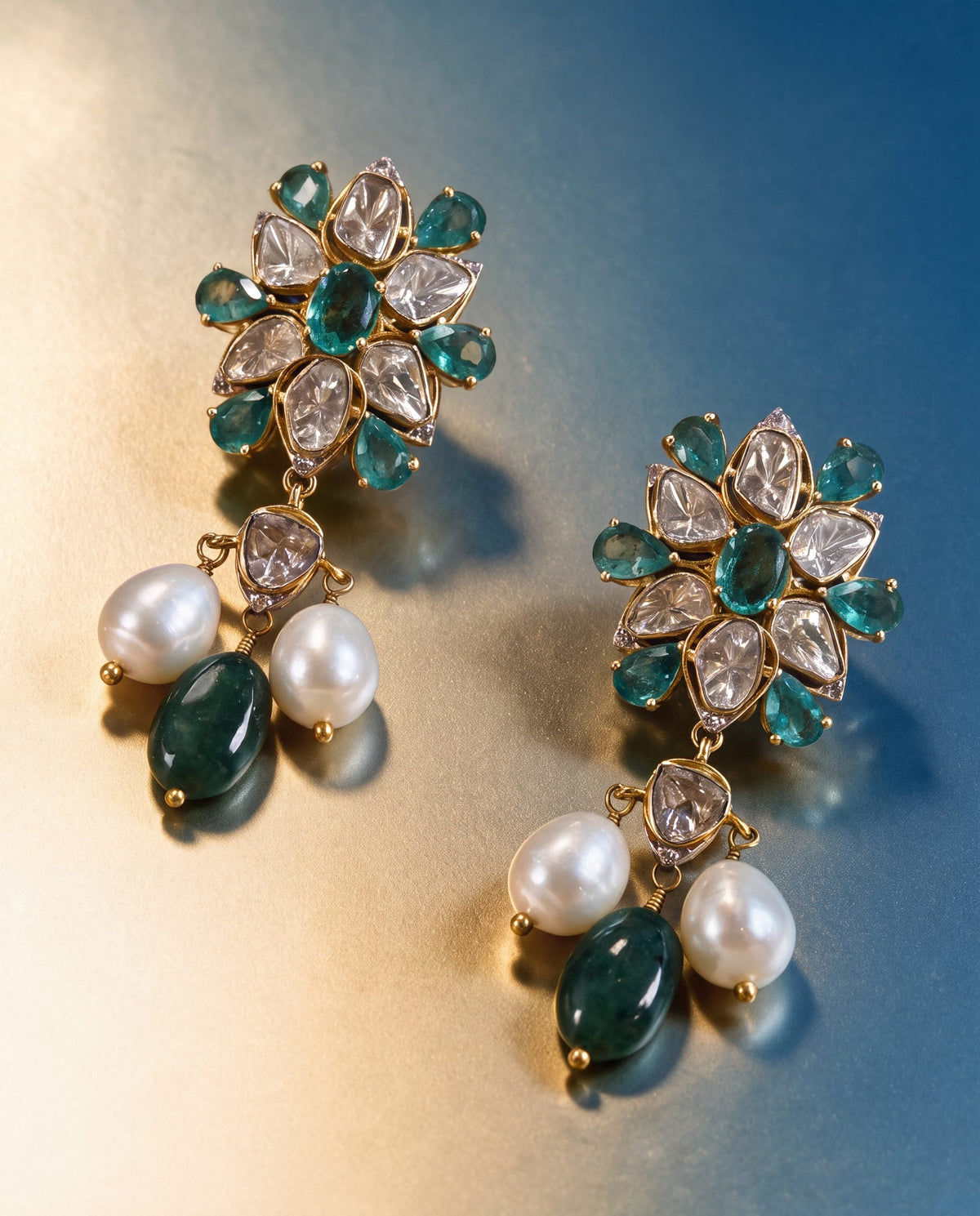 Raiza Polki And Diamond Long Earrings