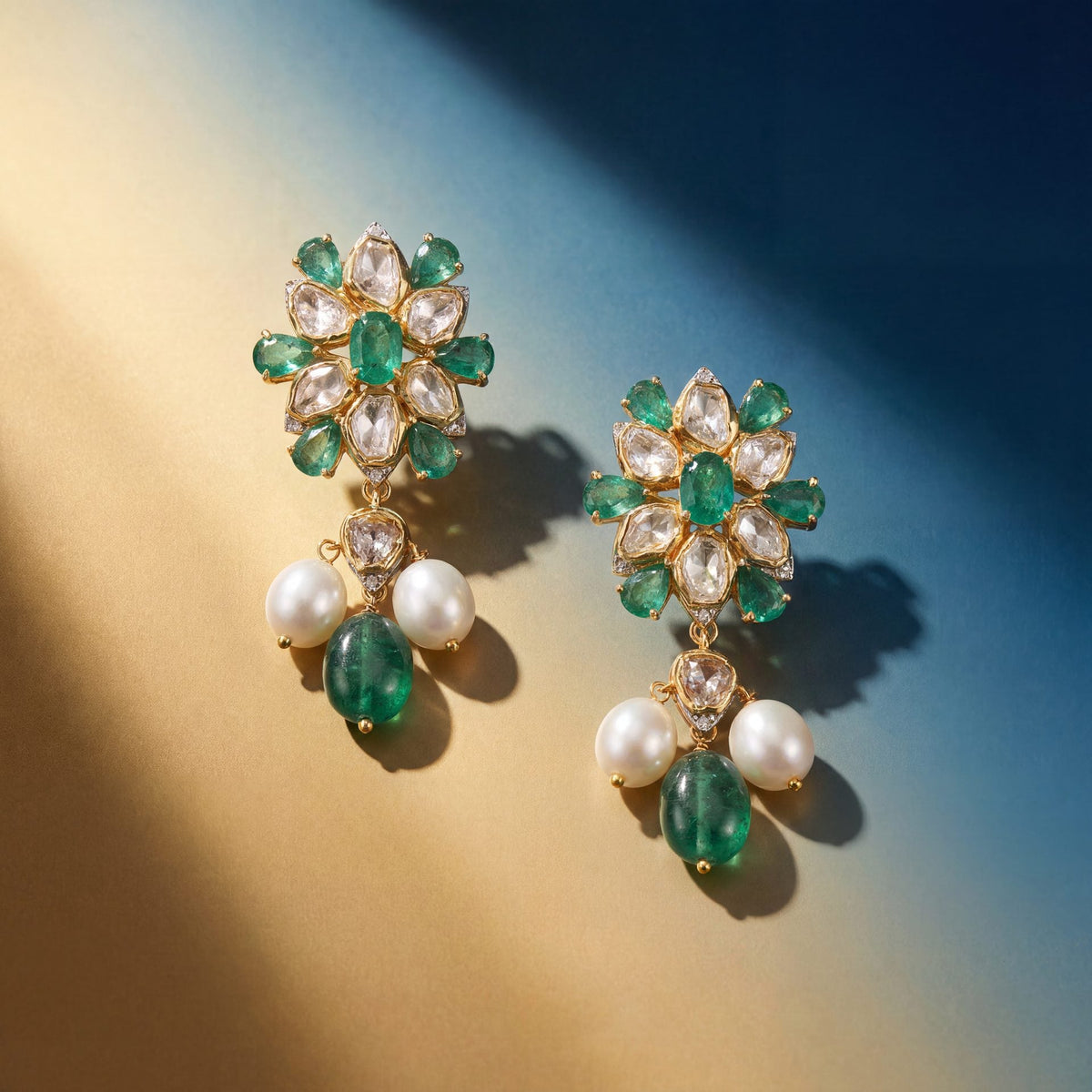 Raiza Polki And Diamond Long Earrings