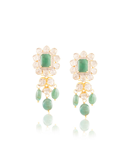 Mokshi Polki And Diamond Long Earrings