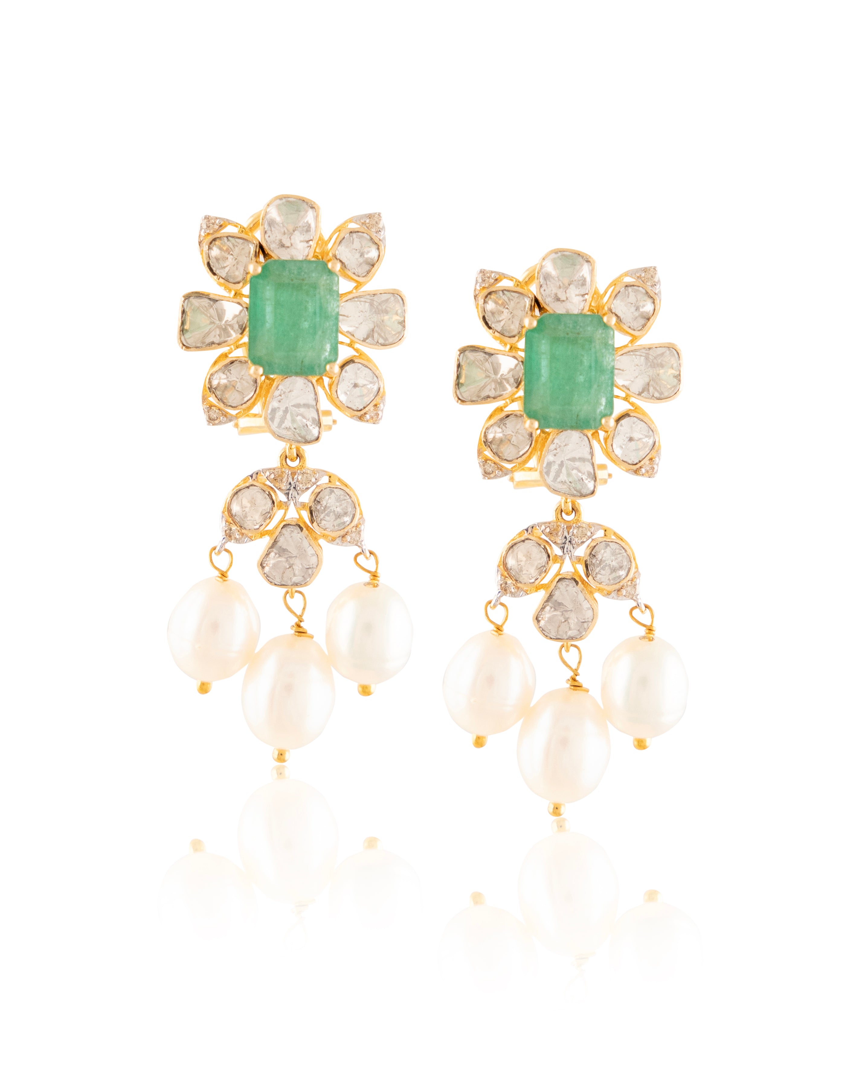 Shipra Polki And Diamond Long Earrings