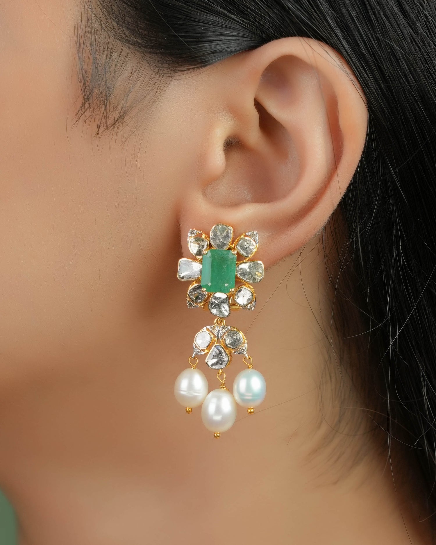 Shipra Polki And Diamond Long Earrings