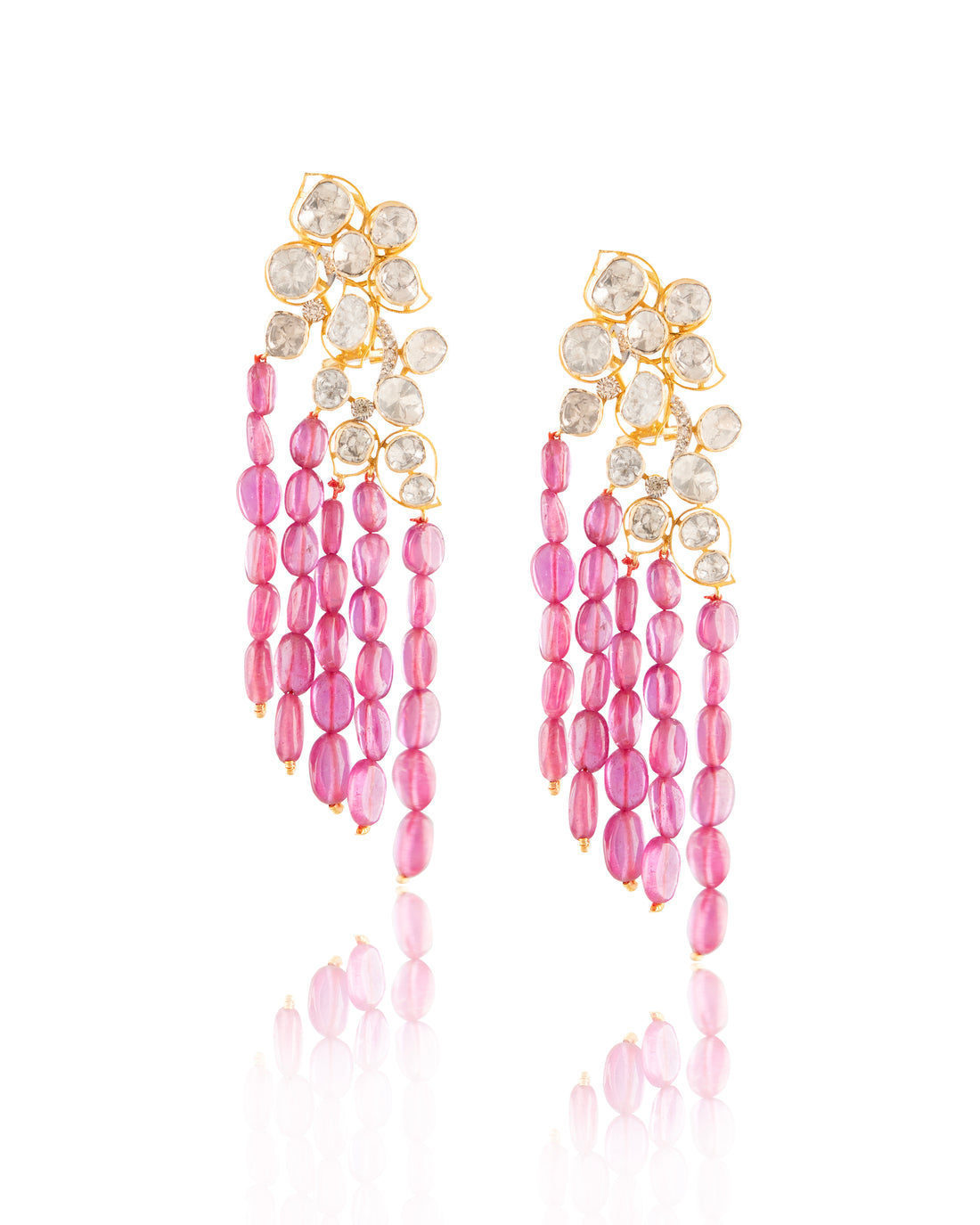 Hania Polki And Diamond Long Earrings