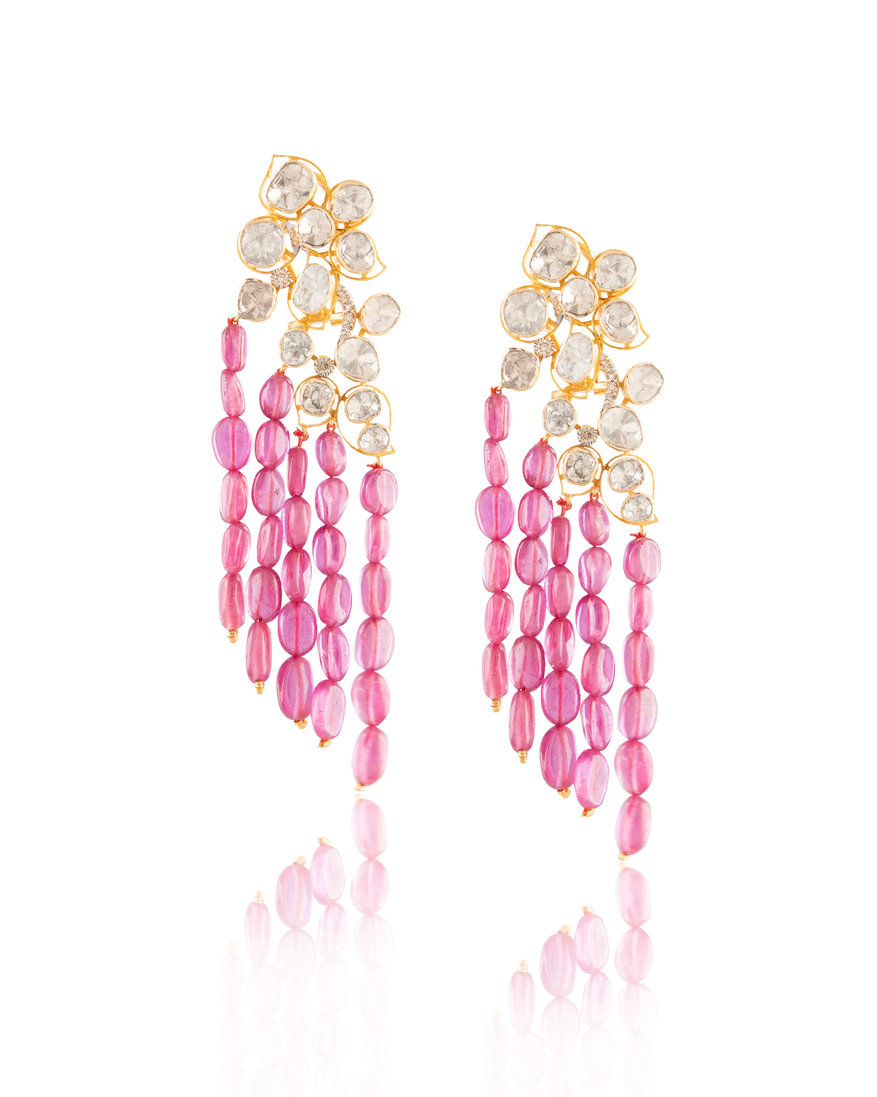 Hania Polki And Diamond Long Earrings