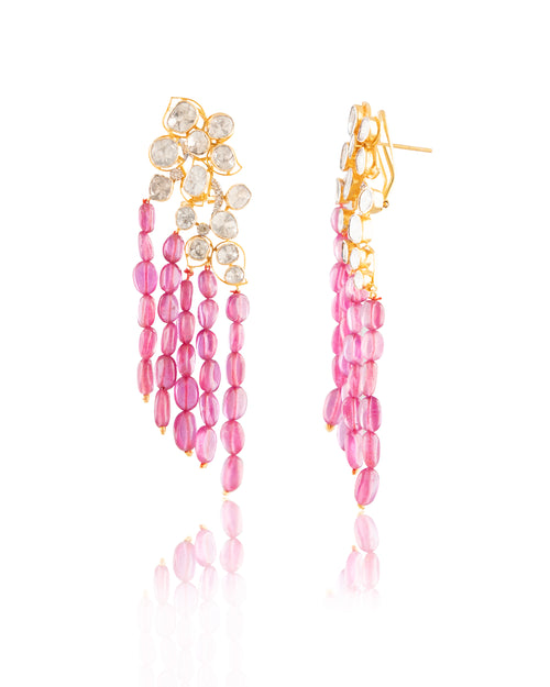 Hania Polki And Diamond Long Earrings