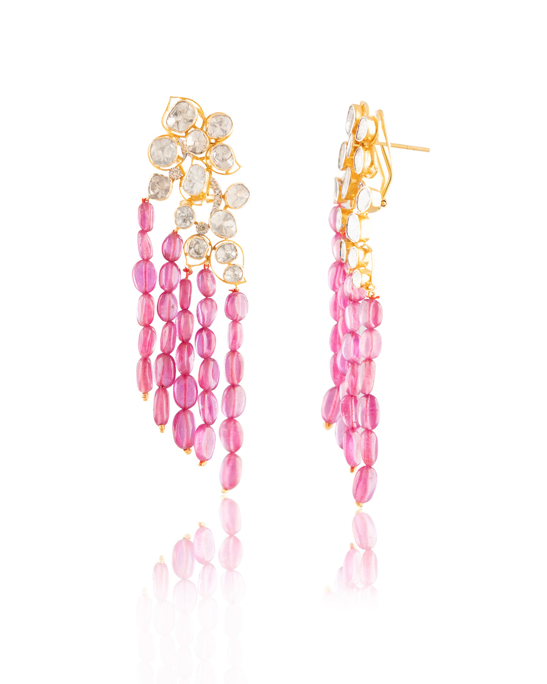 Hania Polki And Diamond Long Earrings