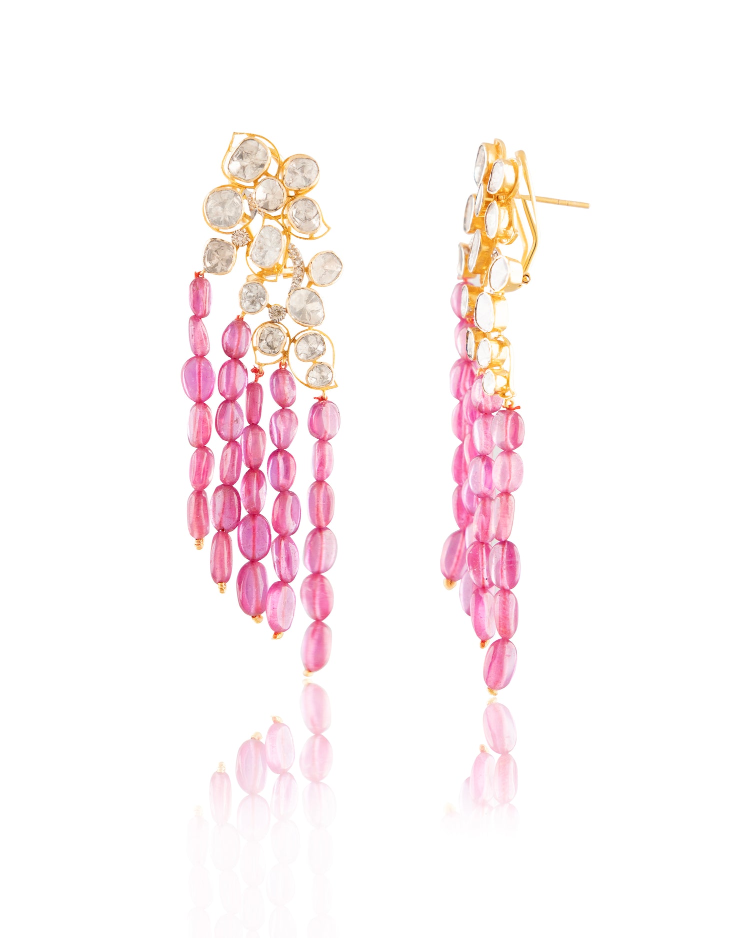 Hania Polki And Diamond Long Earrings