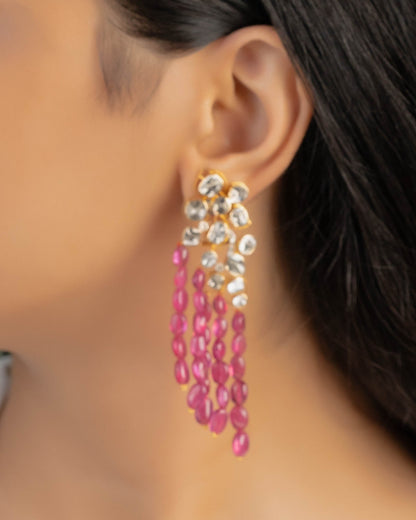 Hania Polki And Diamond Long Earrings
