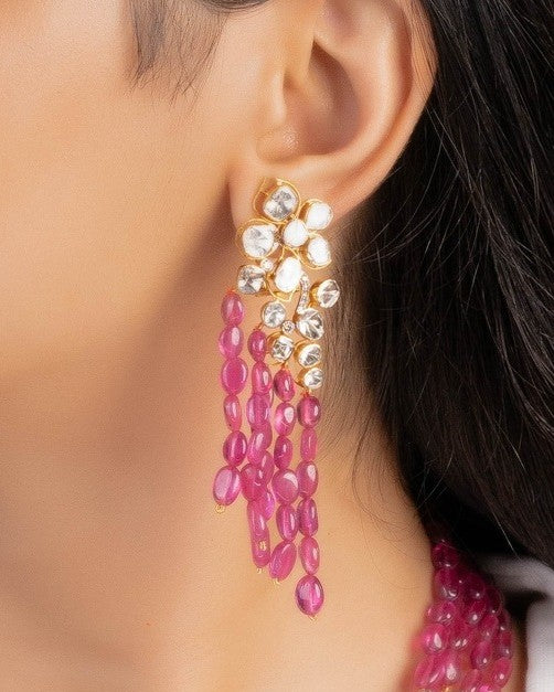 Hania Polki And Diamond Long Earrings
