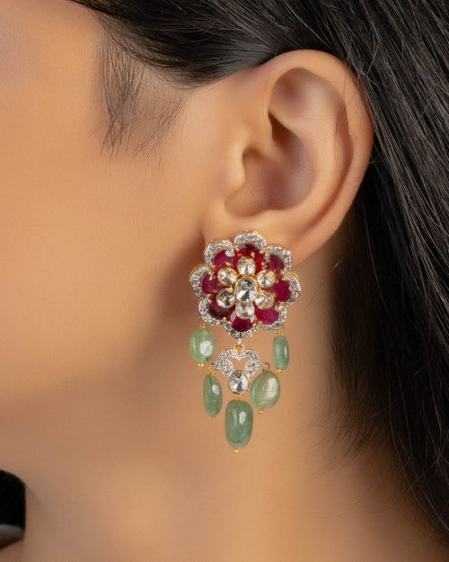 Kashish Polki And Diamond Long Earrings