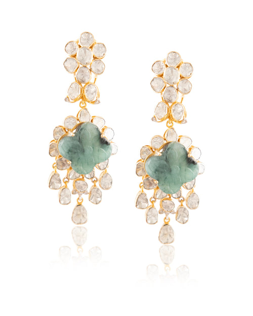 Aleesha Polki And Diamond Long Earrings