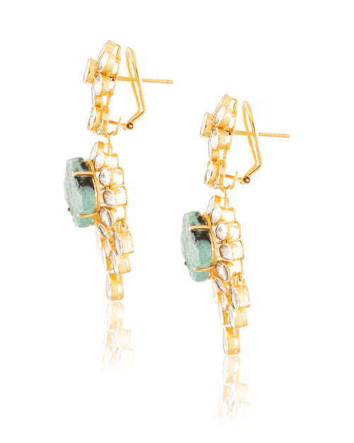 Aleesha Polki And Diamond Long Earrings