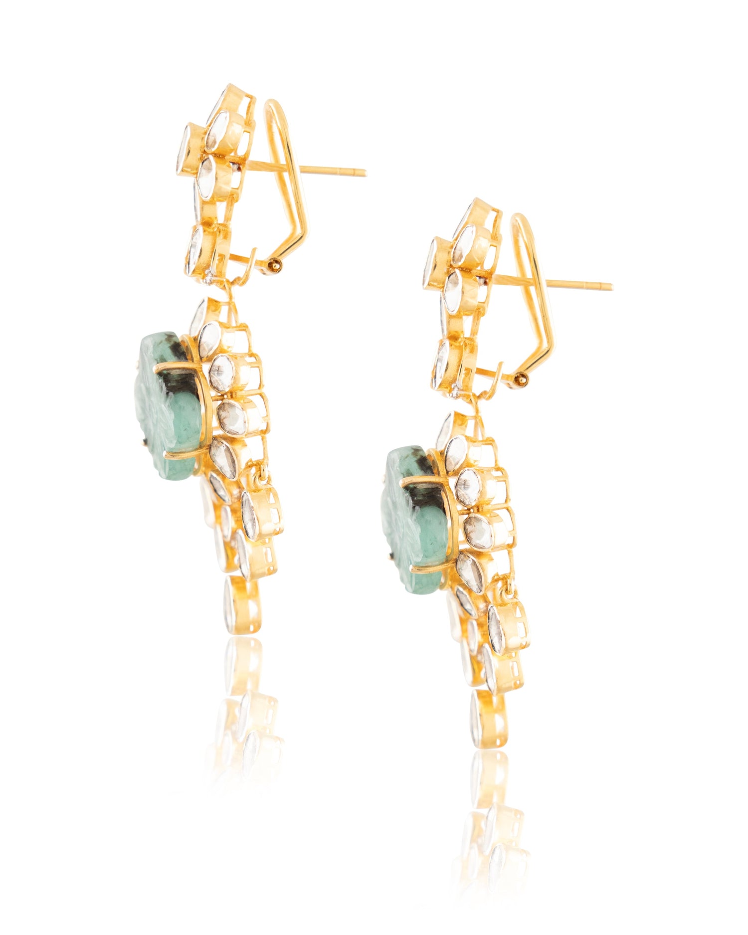 Aleesha Polki And Diamond Long Earrings
