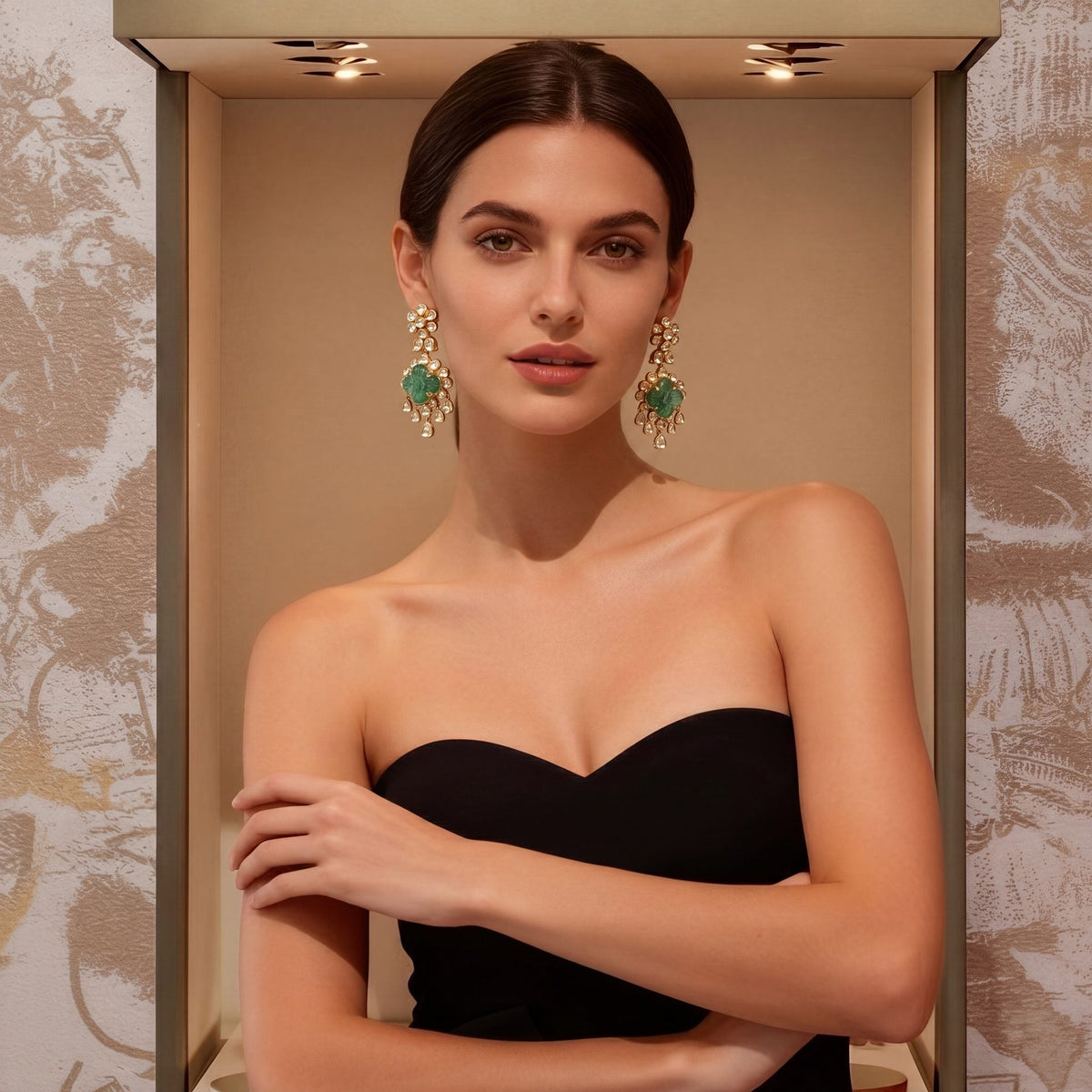 Aleesha Polki And Diamond Long Earrings