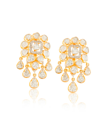 Shabina Polki And Diamond Long Earrings