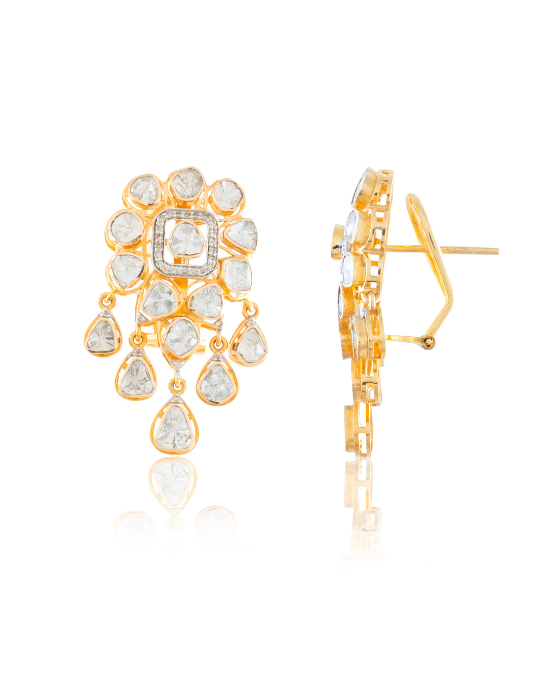 Shabina Polki And Diamond Long Earrings