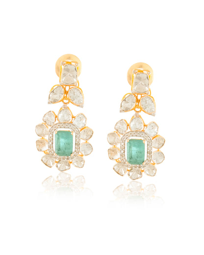 Shweta Polki And Diamond Long Earrings