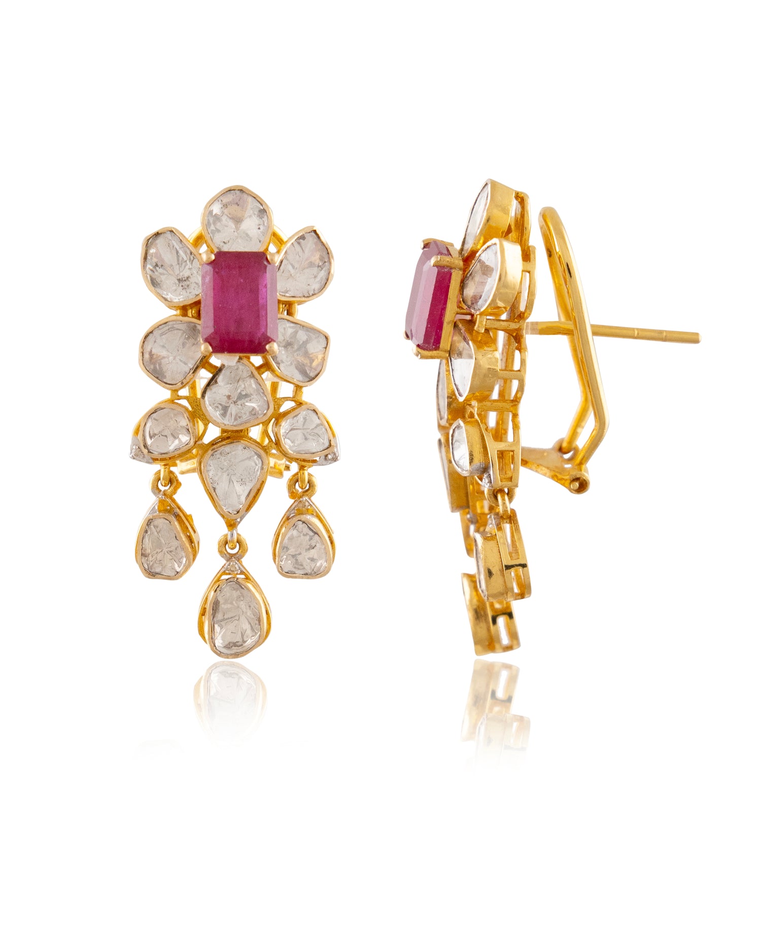 Livya Polki And Diamond Long Earrings