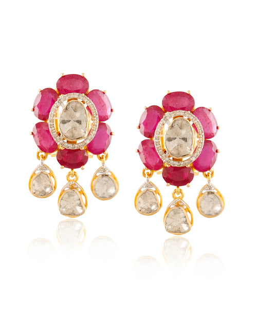 Roshni Polki And Diamond Long Earrings