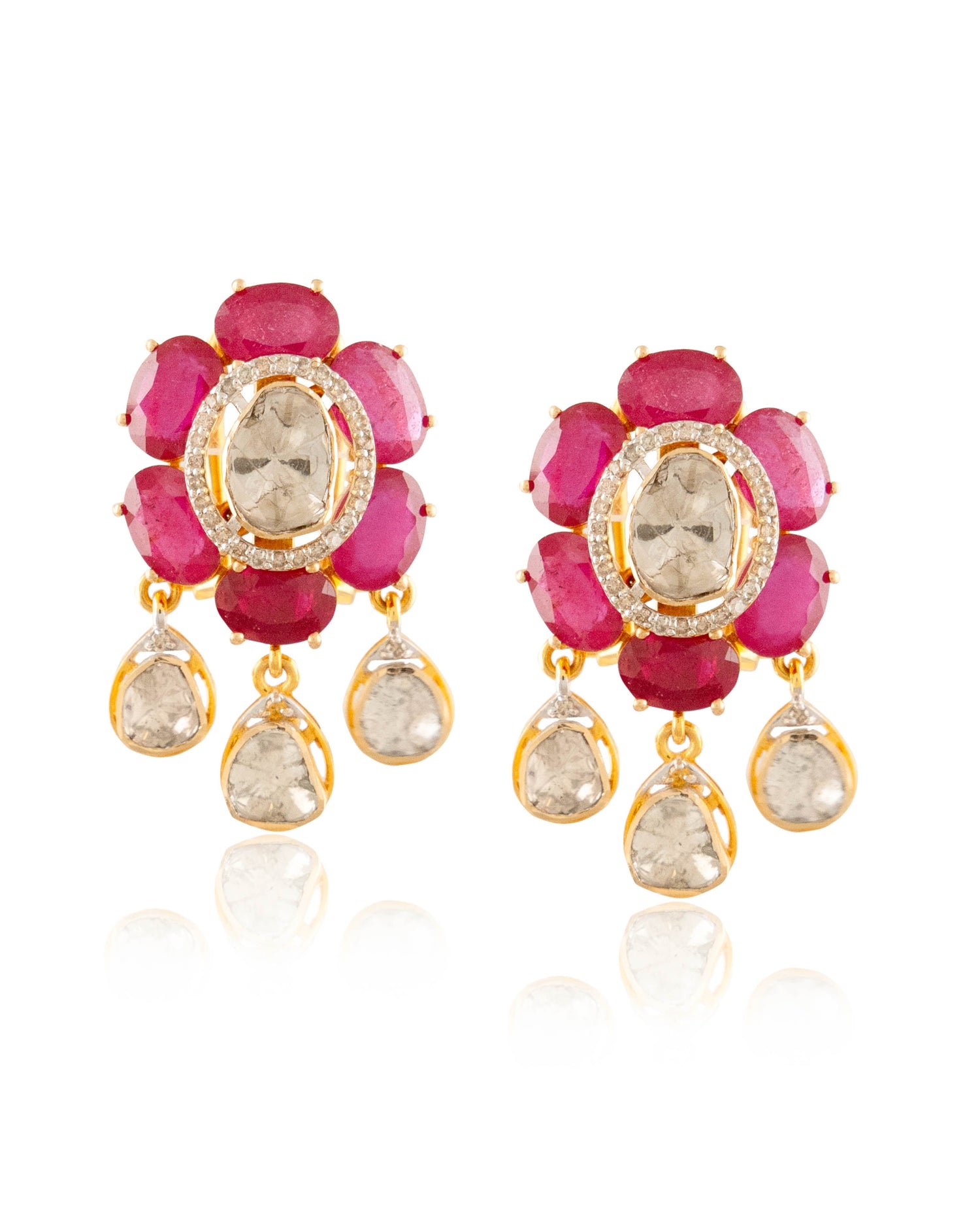 Roshni Polki And Diamond Long Earrings