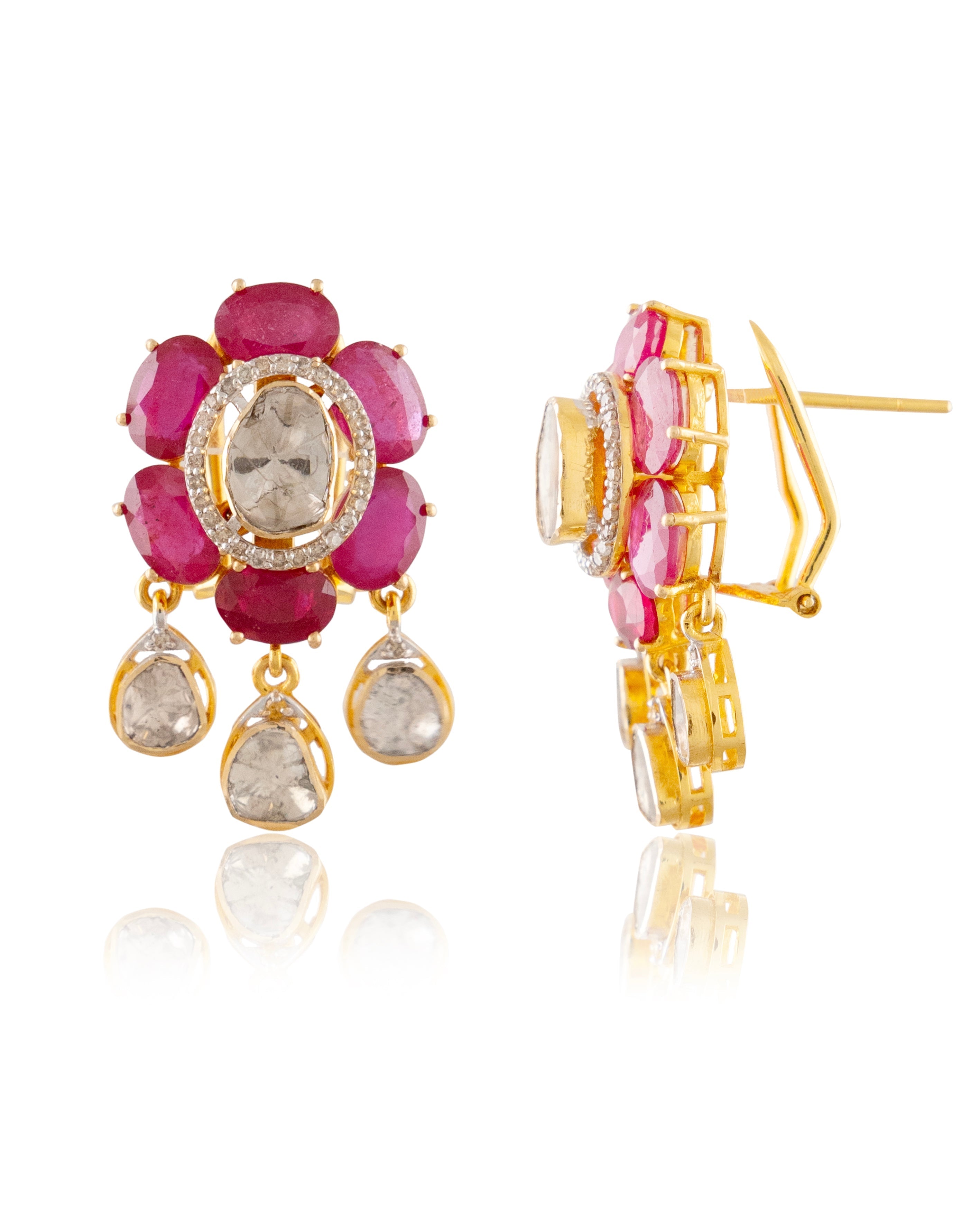 Roshni Polki And Diamond Long Earrings