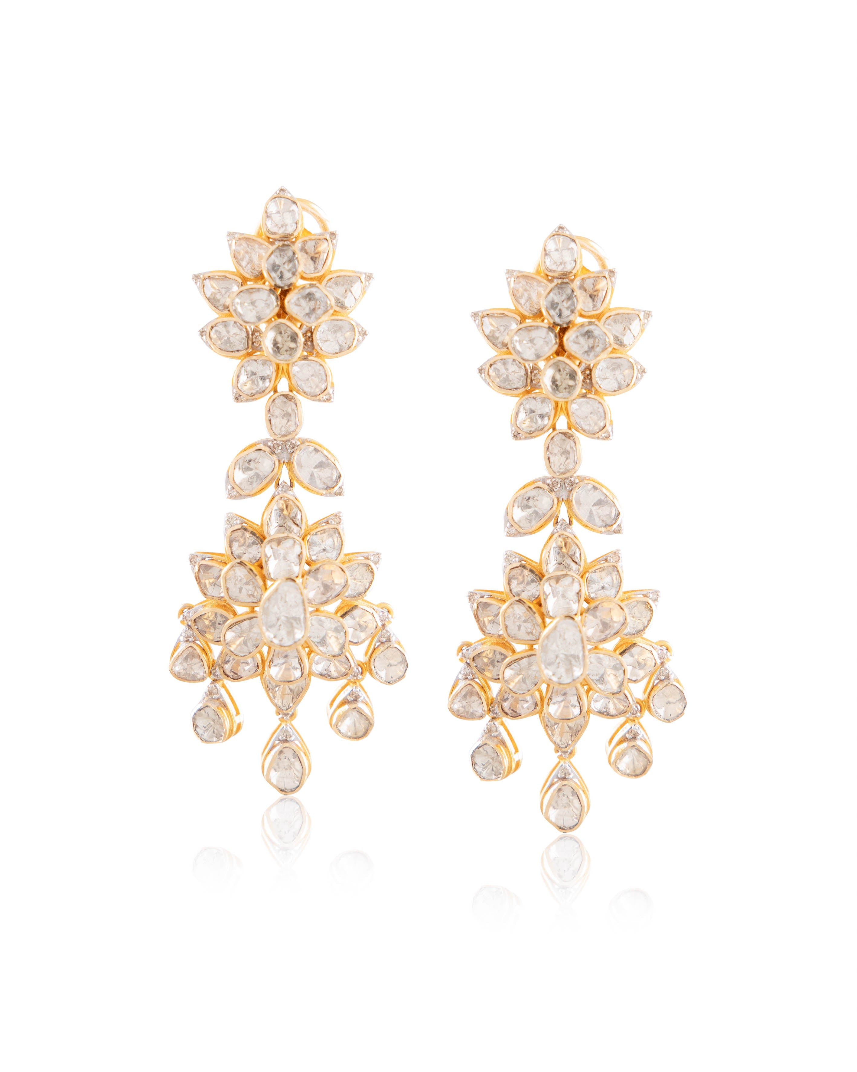 Vini Polki And Diamond Long Earrings