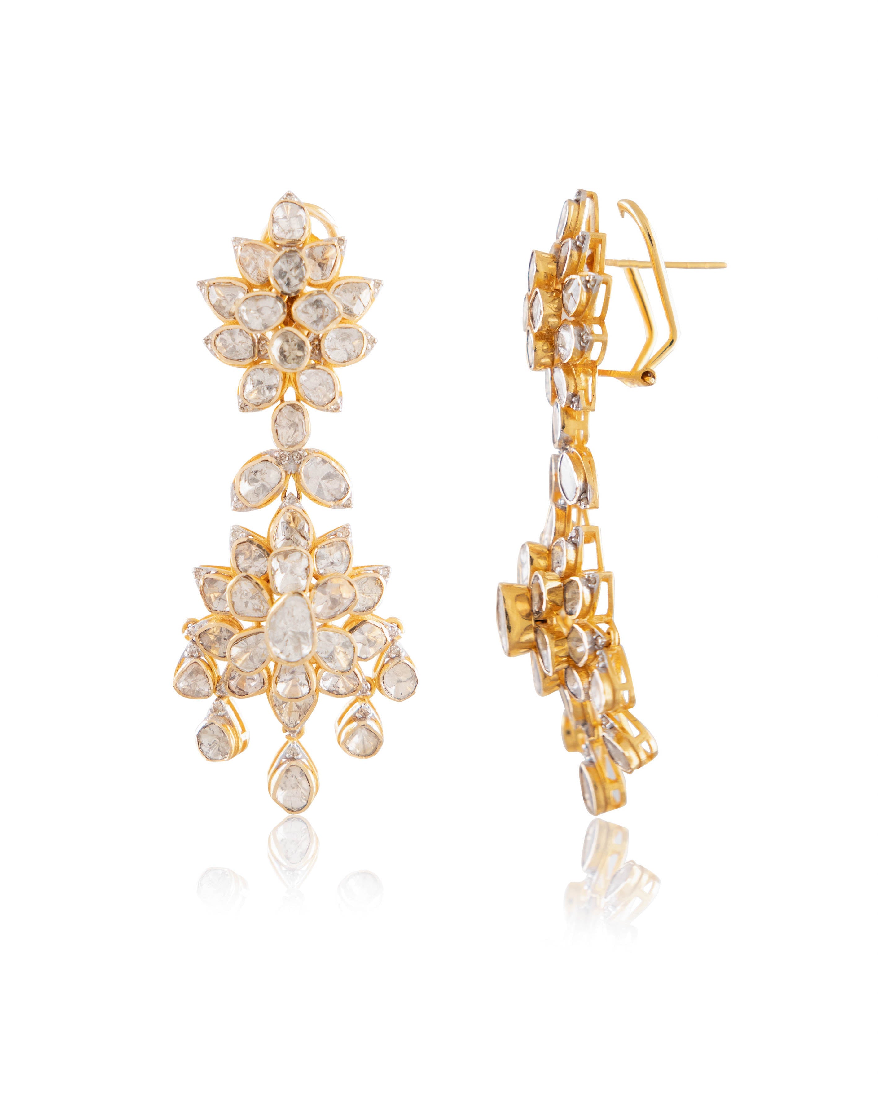 Vini Polki And Diamond Long Earrings