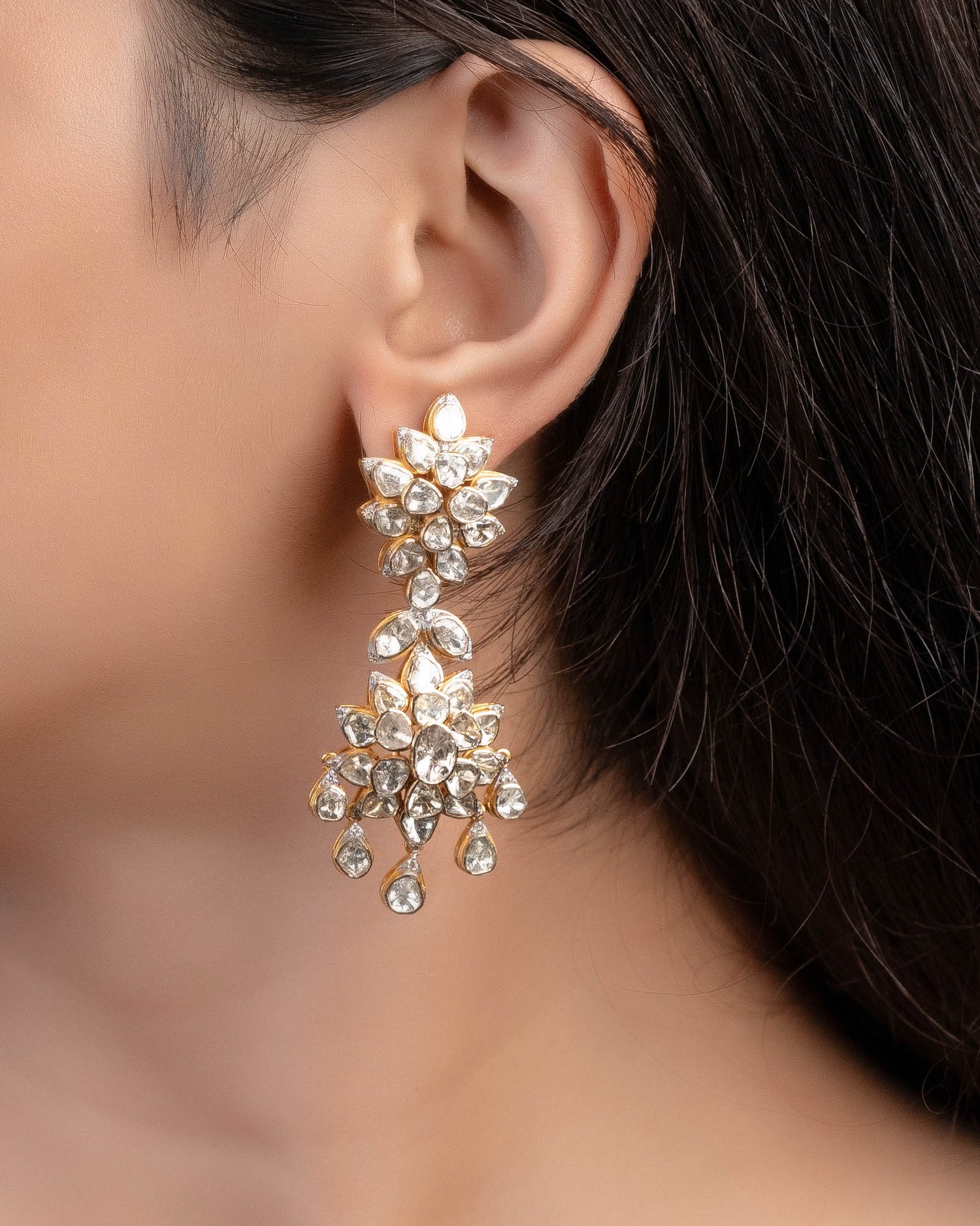 Vini Polki And Diamond Long Earrings