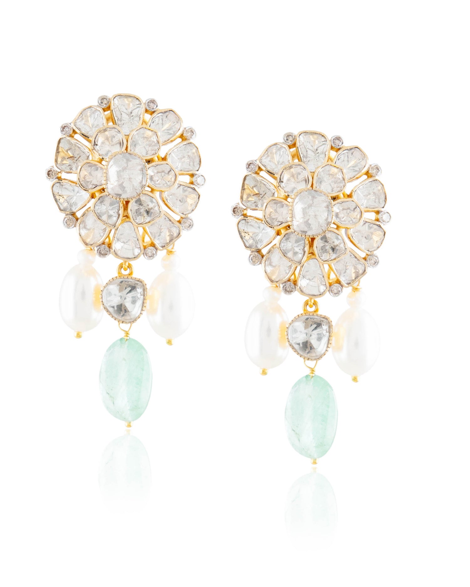Nida Choker And Sushmita Long Earrings Polki And Diamond Set