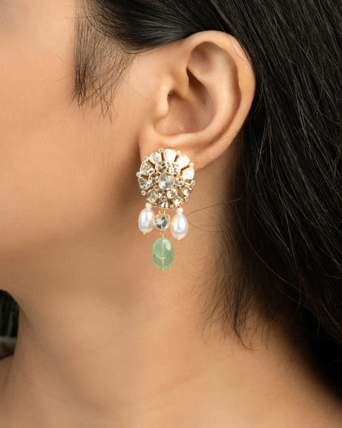 Nida Choker And Sushmita Long Earrings Polki And Diamond Set