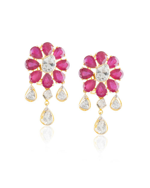 Sneha Polki And Diamond Long Earrings