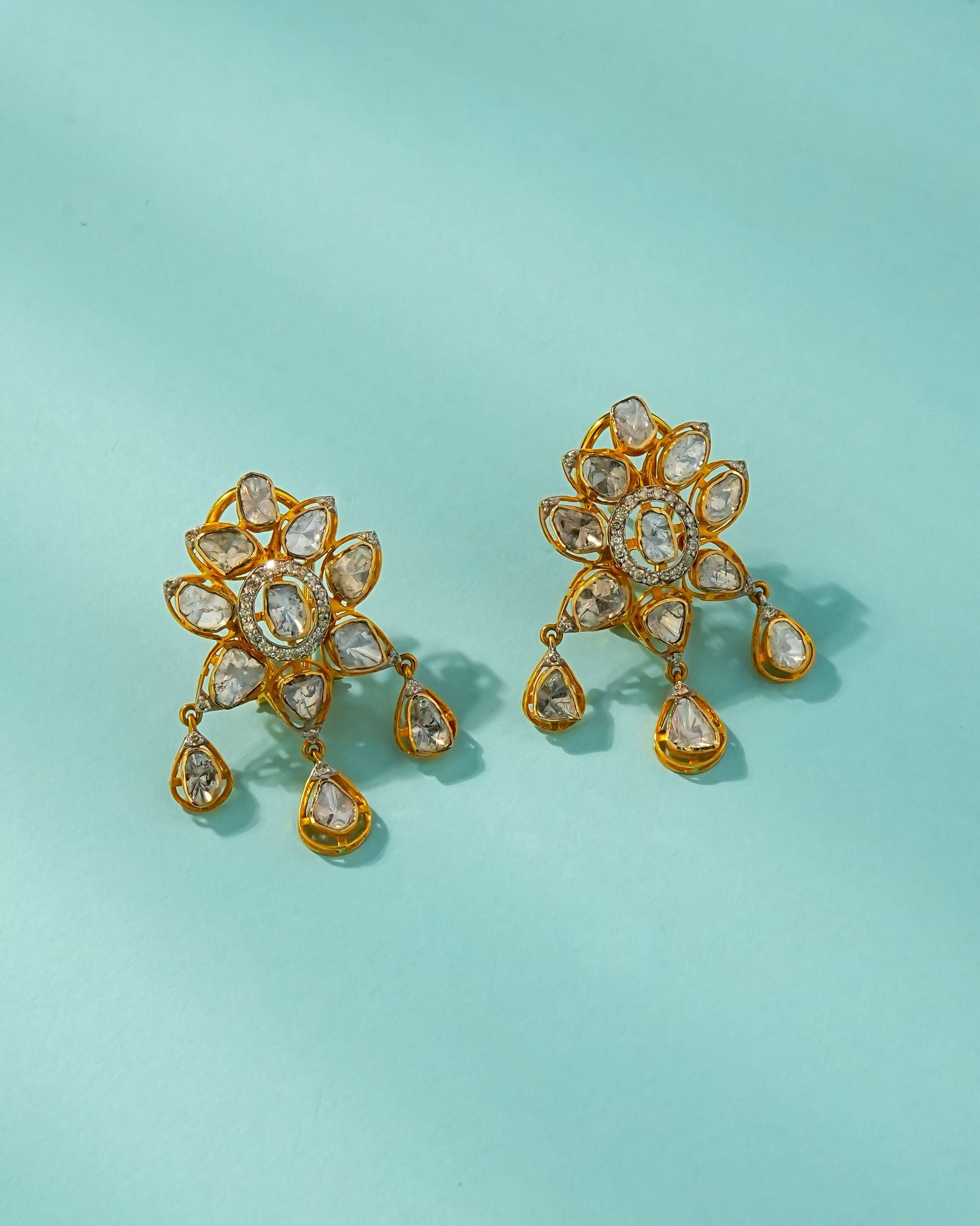 Priya Polki And Diamond Long Earrings