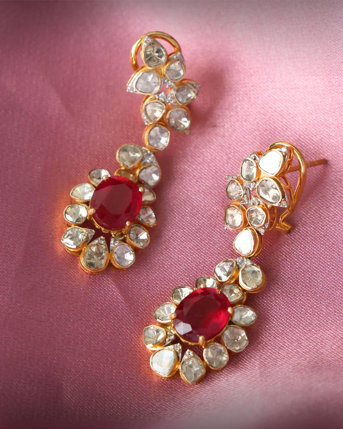 Pranjali Polki And Diamond Long Earrings
