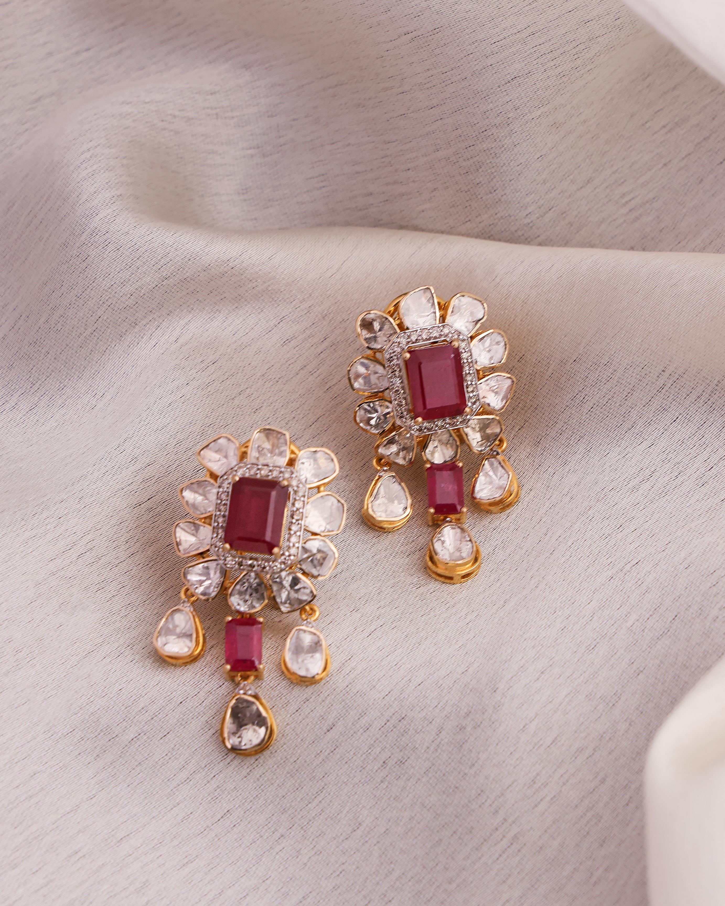 Harika Polki And Diamond Long Earrings